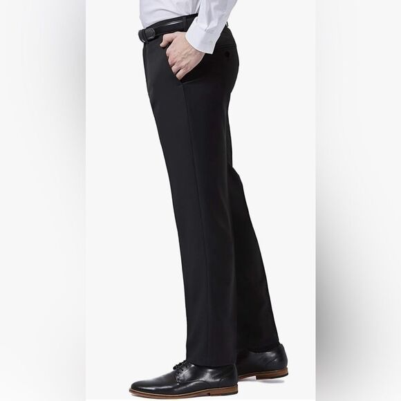 NWT Haggar Men’s Black Premium Stretch Comfort Flat Front Dress Pants - Size 30” - Picture 3 of 11